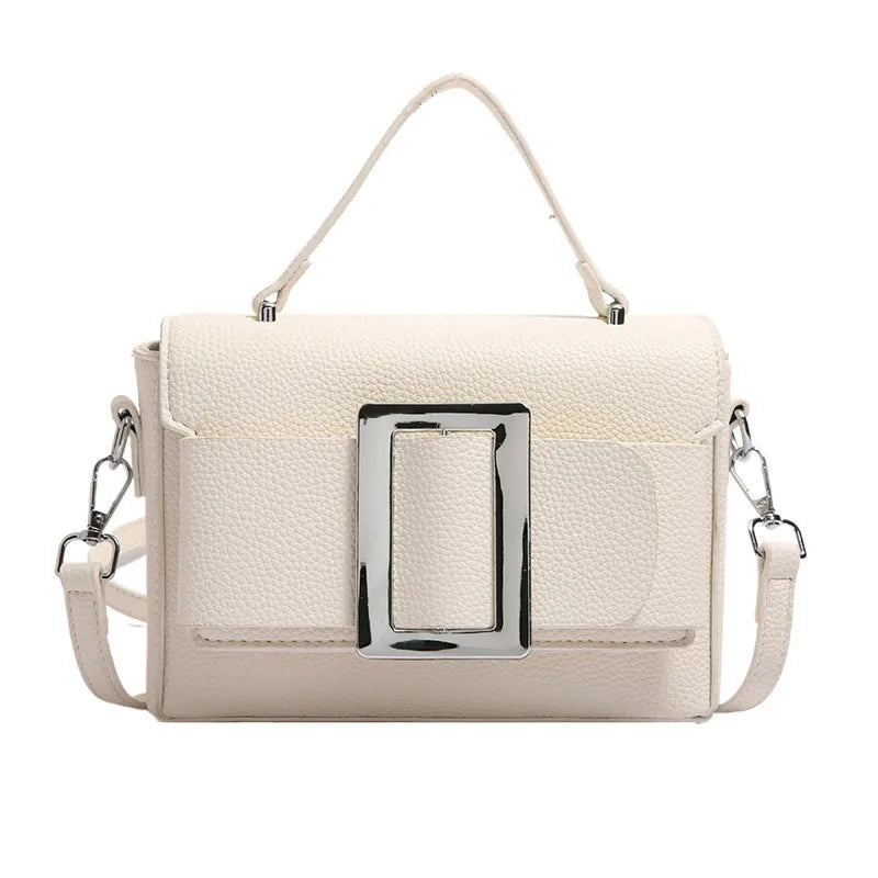 Women's PU Solid Color Basic Classic Style Square Magnetic Buckle Square Bag