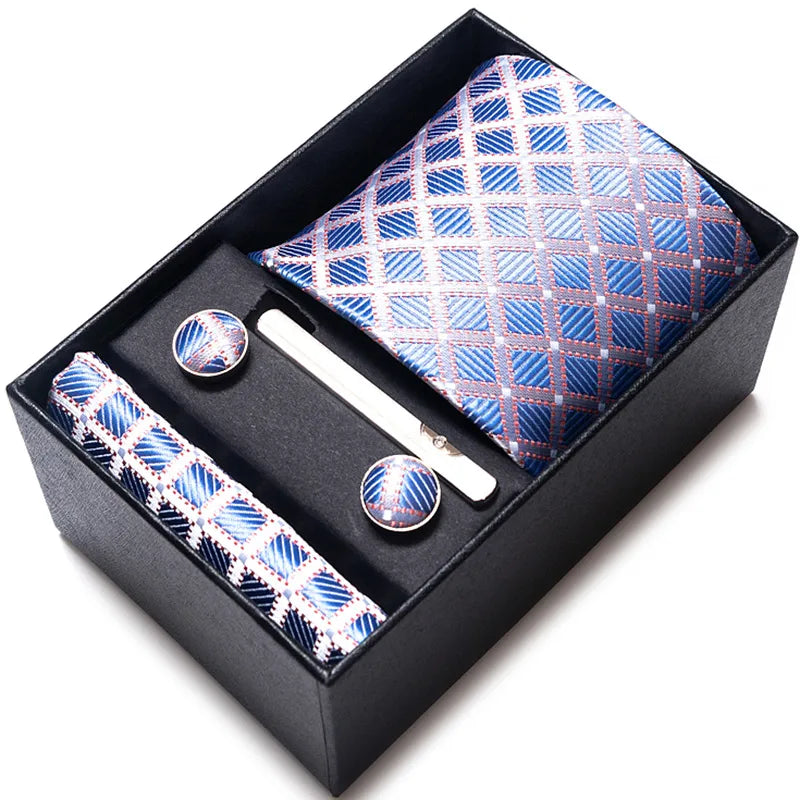 simple style geometric solid color polyester yarn men's cufflinks lavalier tie