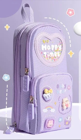 color block cloth learning school princess cute pencil case