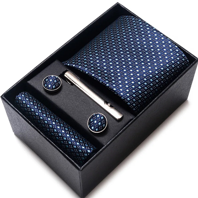 simple style geometric solid color polyester yarn men's cufflinks lavalier tie