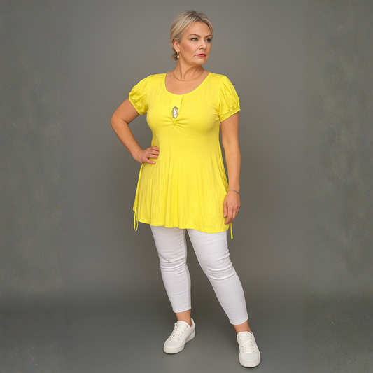 Puff Sleeve Button Front Tunic Top