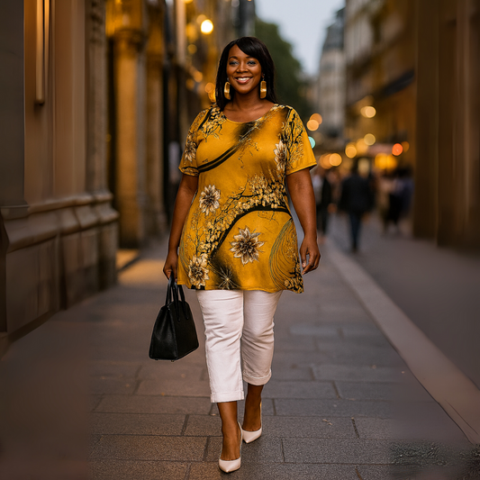 Mustard Floral Swing Top
