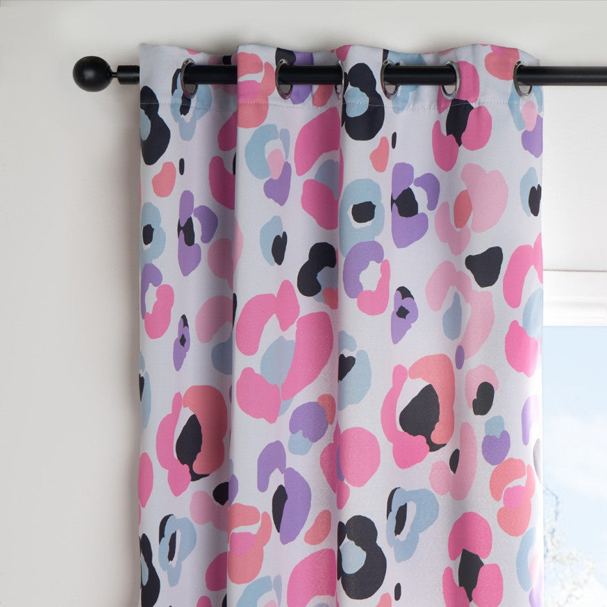 Kids Leopard Eyelet Blackout Curtains - Multi